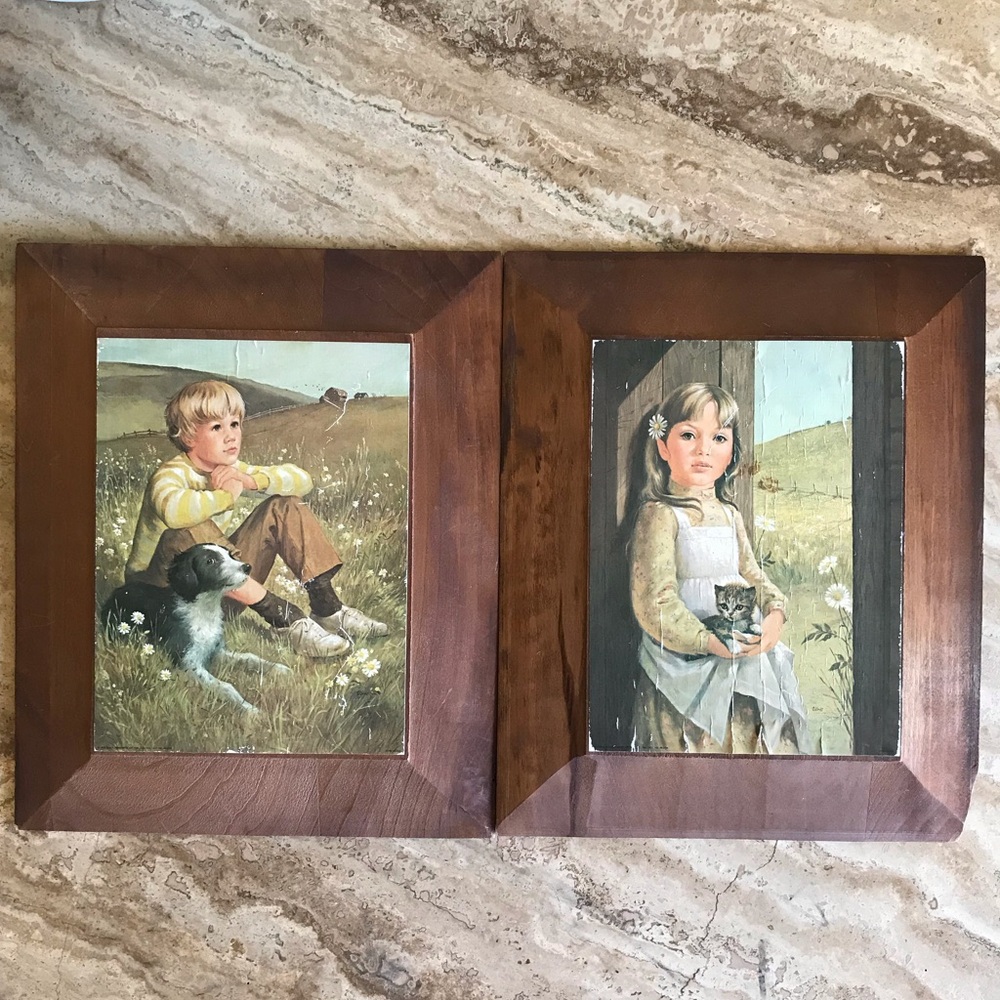 Vintage Wall Art- Boy and Girl